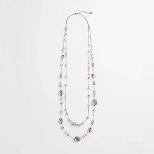 Chicos Elegant Silver Double Strand Beaded Necklace